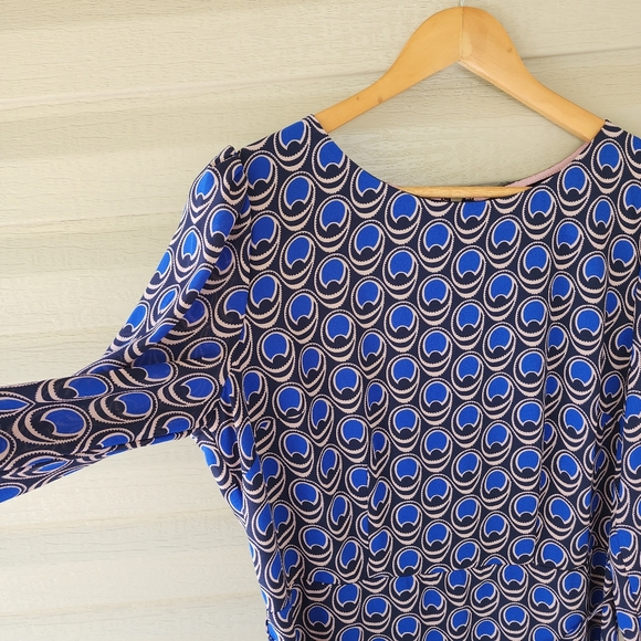 Boden Casey pleated blue printed midi dress - Picture 6 of 15